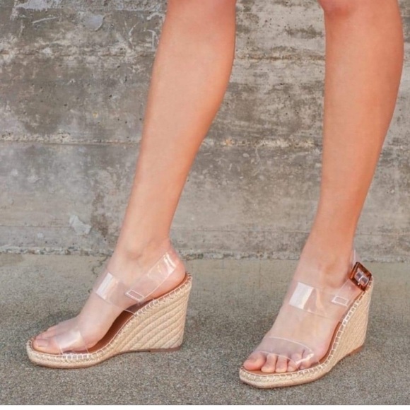 Steve Madden Cream Tan Wedge Sandals - Picture 2 of 5